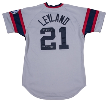1985 Jim Leyland Game Used, Signed & Inscribed Chicago White Sox Road Jersey (Beckett)